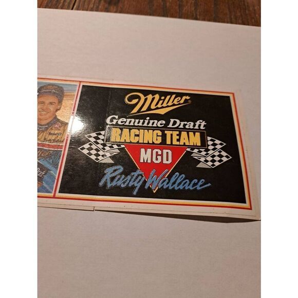 Vintage Rusty Wallace Fan Club Miller Nascar Bumper Sticker Race Car Mancave - Picture 3 of 9
